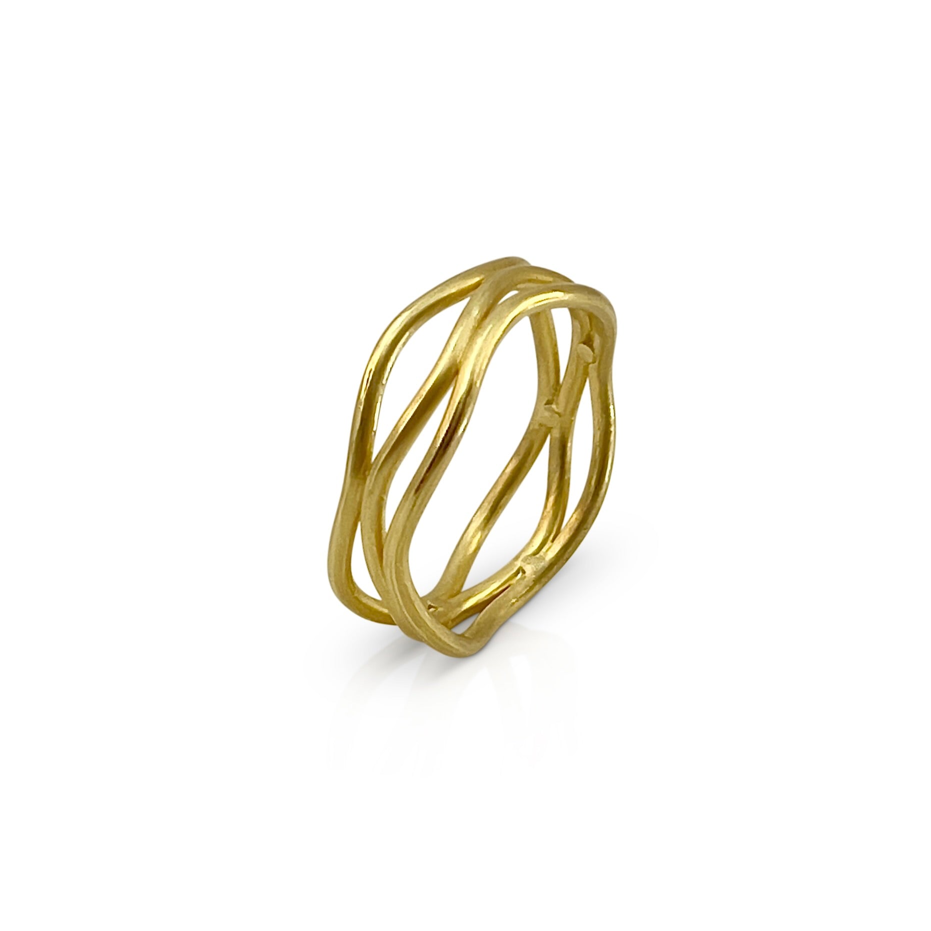 Triple layer serpentine ring in 18K yellow gold by Ayesha Mayadas
