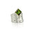 Wafer ring in sterling silver and 18KY gold with princess-cut tourmaline and green diamonds