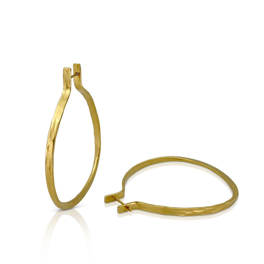 Splash Hoop Earrings in Sterling Silver with 18K yellow gold Vermeil finish and tab top by Ayesha Mayadas