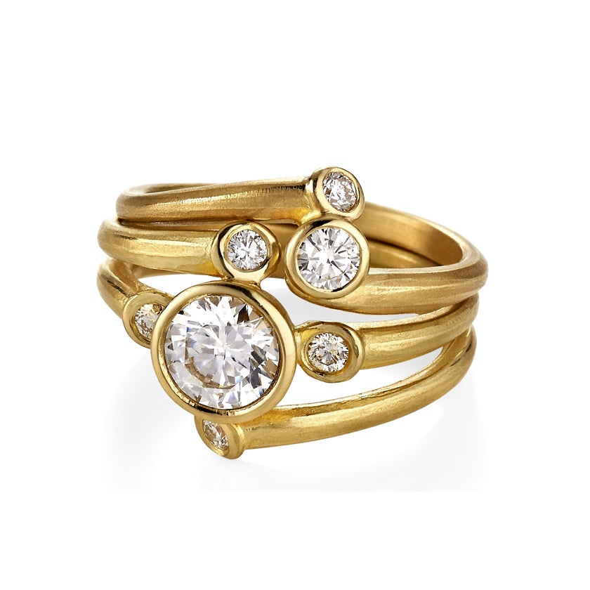 Star Cluster Ring setting  in Gold or Platinum with Center Stone Mounting